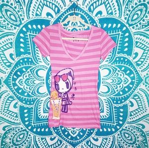 ⚡$2 BUNDLED⚡Tokidoki Striped V-Neck Cotton SMALL